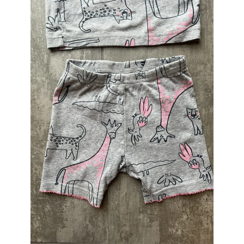 Baby Toddler Girl 2 Piece Pjs Pajama Sleep Set Cotton Zoo Animals 2T Cute